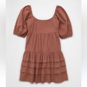 American Eagle NWT puff sleeve dress mauve color corduroy type texture size xs